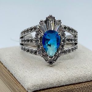 Bomb Party RBP6465 DAZZLING LIGHTS Azure Blue bicolor Tourmaline/Rhodium NWT&BAG